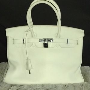 Birkin Togo Leather Bag 35cm White